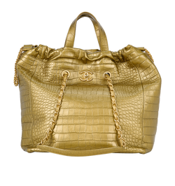 Croc Embossed 2 Way Tote, Leather, Gold, 28226354 (2019), DB, 3*